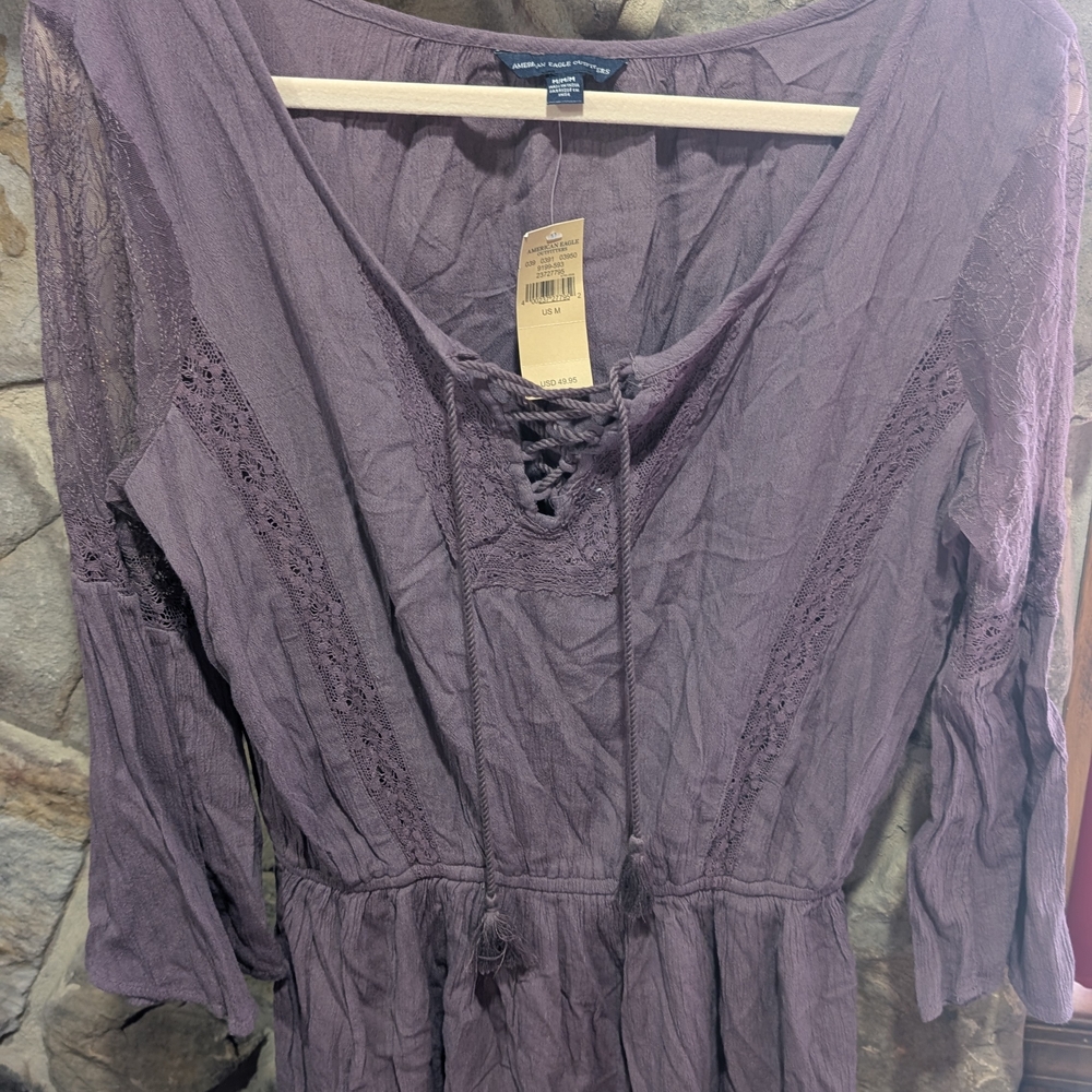 American Eagle Outfitters Lavender Lace-Up Dress